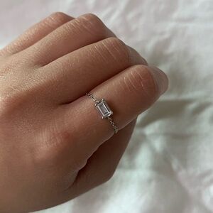 Temporarily unavailable - Dainty adjustable chain ring with emerald cut stone